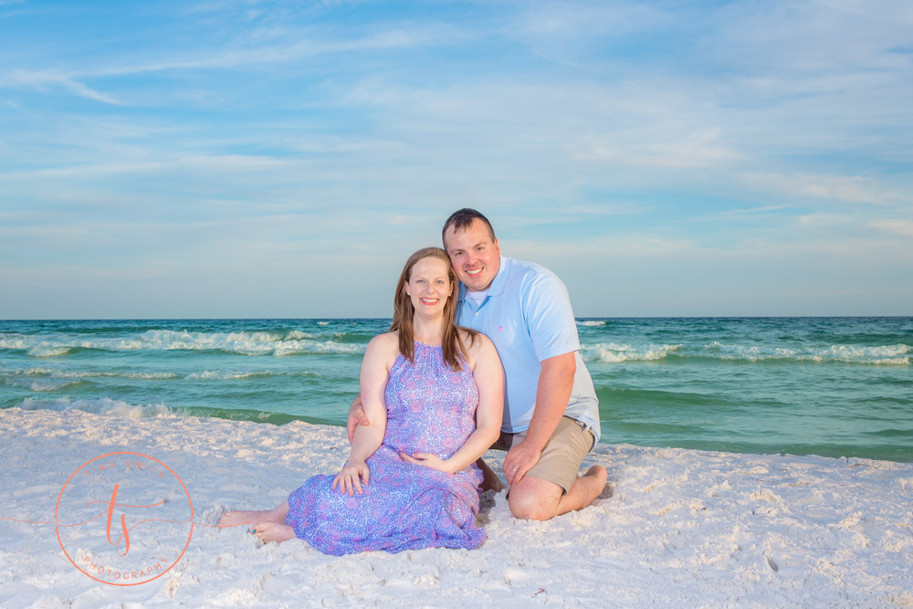 maternity couple on beach in destin