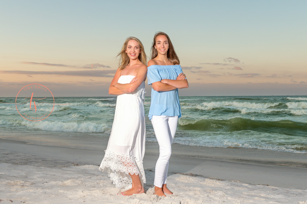 watersound photographer sisters on the beach at sunrise